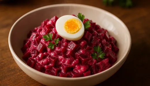 Biešu salāti ar olu un majonēzi