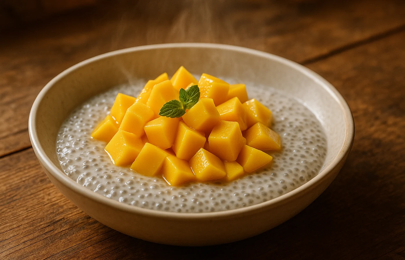Čijas pudiņš ar mango