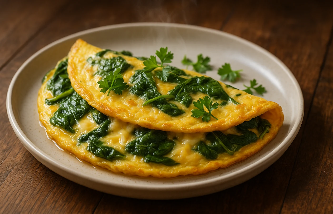 Omlete ar sieru un spinātiem