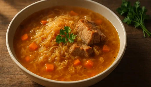 Skābu kāpostu zupa ar cūkgaļu