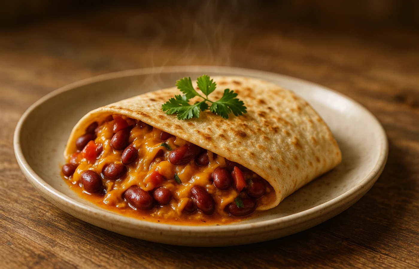 Tortilja ar pupiņām un sieru